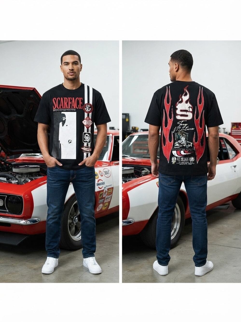 Reason Brand Scarface Motorsports TShirt Black Men Size Medium NWT Tony Montana
